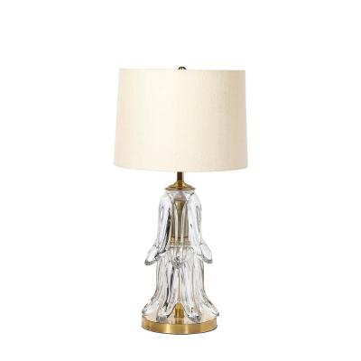 Mid Century Modern Sculptural Translucent Glass Table Lamps with Brass Fittings