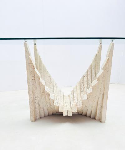 Mid Century Modern Sculptural Travertine Dining Table