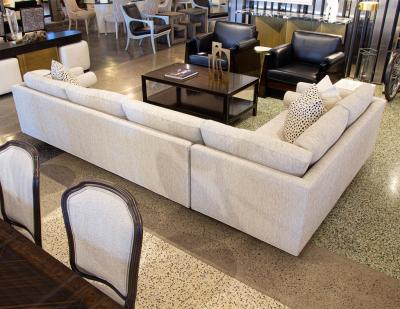 Mid Century Modern Sectional Sofa in Textured Linen