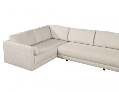 Mid Century Modern Sectional Sofa in Textured Linen