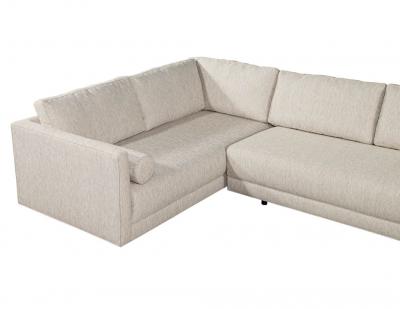 Mid Century Modern Sectional Sofa in Textured Linen