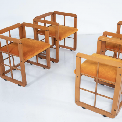 Mid Century Modern Set of 4 Armchairs by Franco Poldarreti Caccia alla Volpe