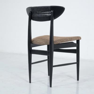 Mid Century Modern Set of 4 Chairs by Hans Wegner Black Wood and Rope Denmark