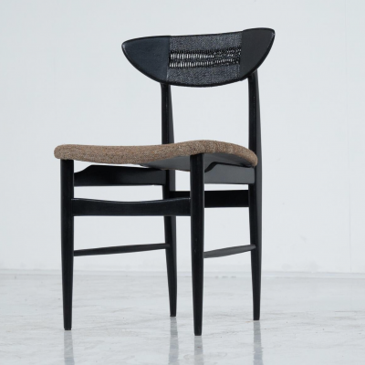 Mid Century Modern Set of 4 Chairs by Hans Wegner Black Wood and Rope Denmark