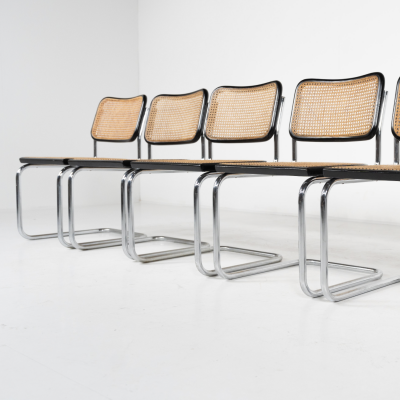 Mid Century Modern Set of 6 Chairs Marcel Breuer Style Italy