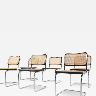 Mid Century Modern Set of 6 Chairs Marcel Breuer Style Italy