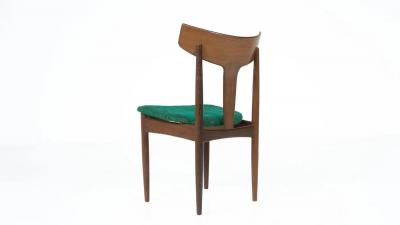 Mid Century Modern Set of 6 Chairs Wood and Fabric Italy Original Upholstery
