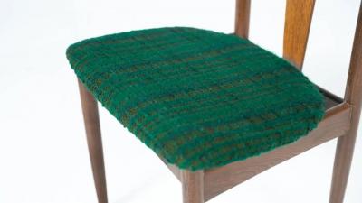Mid Century Modern Set of 6 Chairs Wood and Fabric Italy Original Upholstery