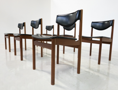 Mid Century Modern Set of 6 Scandinavian Chairs 1960s