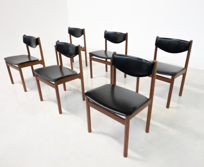 Mid Century Modern Set of 6 Scandinavian Chairs 1960s