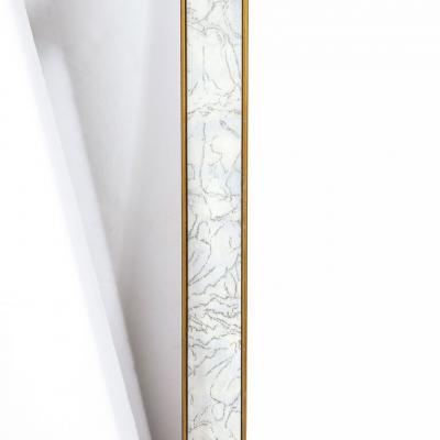 Mid Century Modern Shadowbox Mirror with Gilt Detailing Gold Marbled Borders