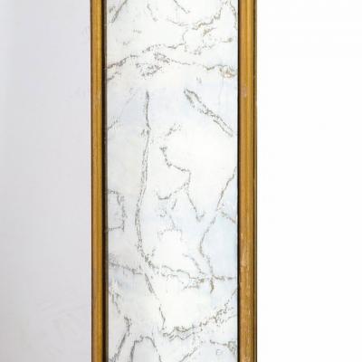 Mid Century Modern Shadowbox Mirror with Gilt Detailing Gold Marbled Borders