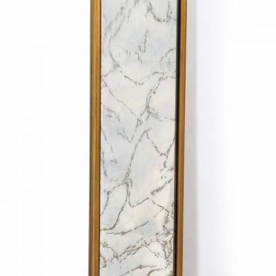 Mid Century Modern Shadowbox Mirror with Gilt Detailing Gold Marbled Borders