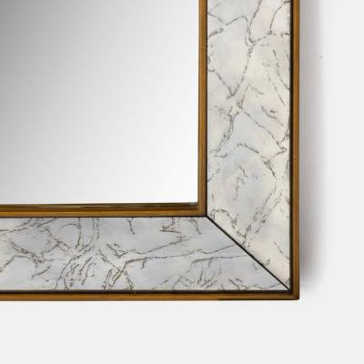 Mid Century Modern Shadowbox Mirror with Gilt Detailing Gold Marbled Borders