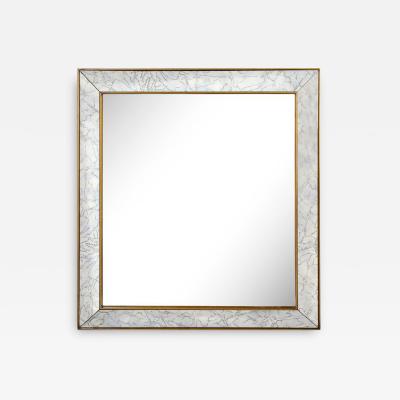 Mid Century Modern Shadowbox Mirror with Gilt Detailing Gold Marbled Borders