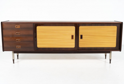 Mid Century Modern Sideboard Wood and Wicker Italy