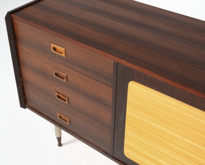 Mid Century Modern Sideboard Wood and Wicker Italy