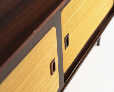 Mid Century Modern Sideboard Wood and Wicker Italy