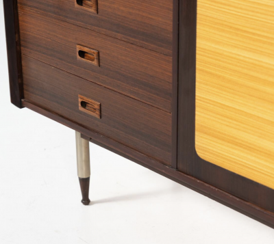 Mid Century Modern Sideboard Wood and Wicker Italy