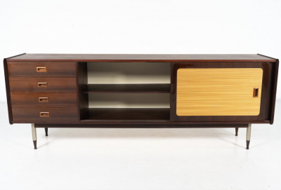 Mid Century Modern Sideboard Wood and Wicker Italy