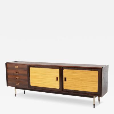 Mid Century Modern Sideboard Wood and Wicker Italy