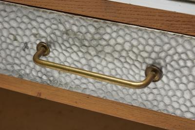 Mid Century Modern Sideboard with Hammered Metal Fa ade France 1960s