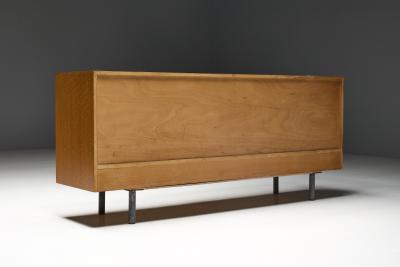 Mid Century Modern Sideboard with Hammered Metal Fa ade France 1960s