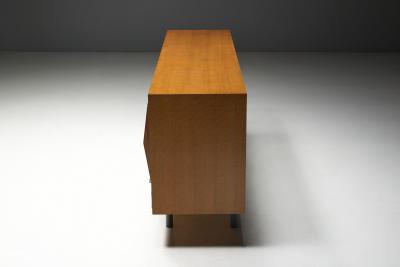 Mid Century Modern Sideboard with Hammered Metal Fa ade France 1960s