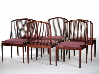 Mid Century Modern Slatted Back Straight Barrel Legs Dining Chair Set 8