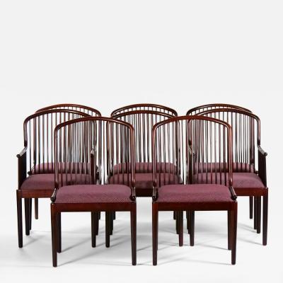 Mid Century Modern Slatted Back Straight Barrel Legs Dining Chair Set 8