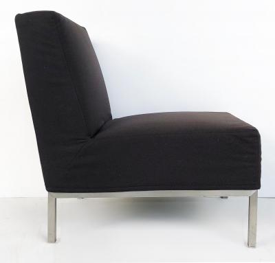 Mid Century Modern Slipper Chairs on Stainless Steel Frames Pair