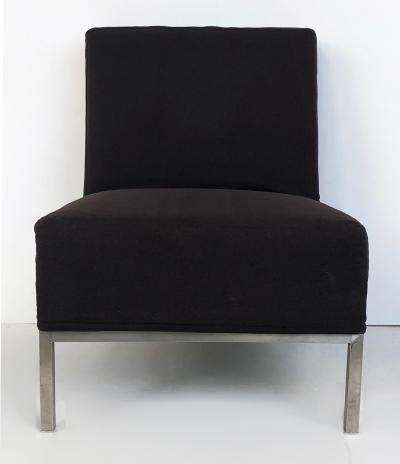 Mid Century Modern Slipper Chairs on Stainless Steel Frames Pair