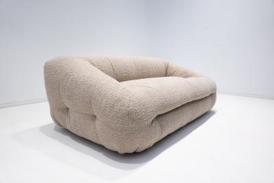 Mid Century Modern Sofa in Beige Boucle