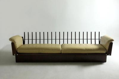 Mid Century Modern Sofa in Hardwood and Leather by Lineart M veis Brazil 1960s