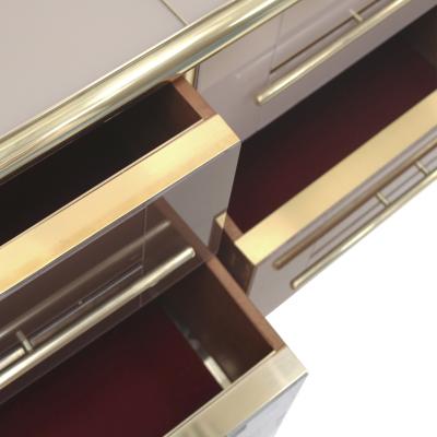 Mid Century Modern Solid Wood and Colored Glass Italian Sideboard