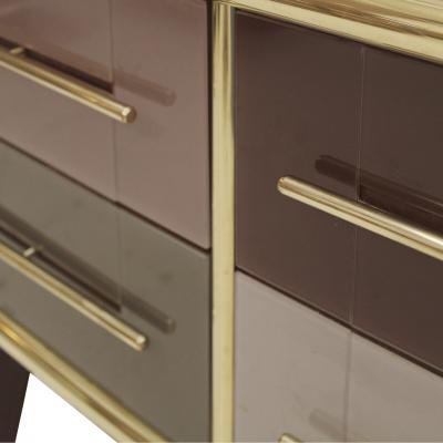 Mid Century Modern Solid Wood and Colored Glass Italian Sideboard