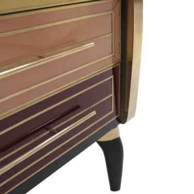 Mid Century Modern Solid Wood and Colored Glass Italian Sideboard
