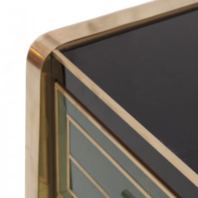 Mid Century Modern Solid Wood and Colored Glass Italian Sideboard