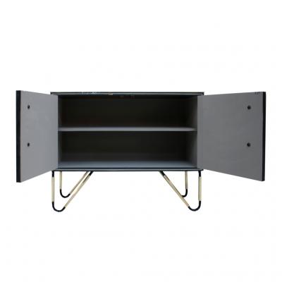 Mid Century Modern Solid Wood and Colored Glass Pair of Italian Sideboars