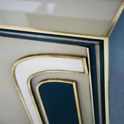 Mid Century Modern Solid Wood and Colored Glass Pair of Italian Sideboars