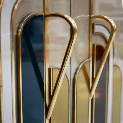 Mid Century Modern Solid Wood and Colored Glass Pair of Italian Sideboars