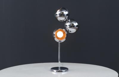 Mid Century Modern Space Age 3 Globe Chrome Table Lamp