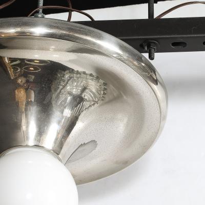 Mid Century Modern Spherical Chrome Flush Mount with Milk Glass Globe
