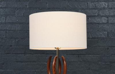 Mid Century Modern Spiral Sculpted Wood Table Lamp