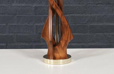 Mid Century Modern Spiral Sculpted Wood Table Lamp