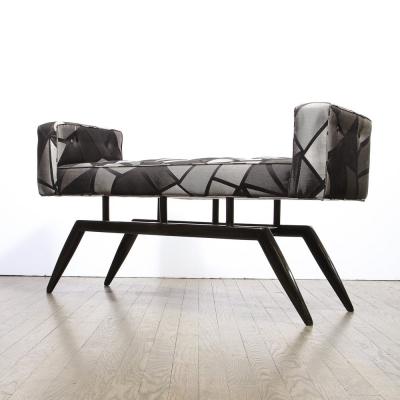 Mid Century Modern Splayed Floating Bench with Button Details