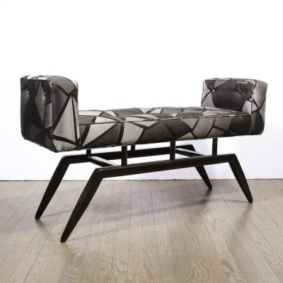 Mid Century Modern Splayed Floating Bench with Button Details