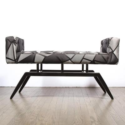 Mid Century Modern Splayed Floating Bench with Button Details