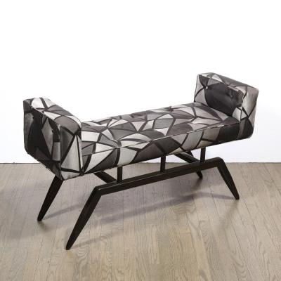 Mid Century Modern Splayed Floating Bench with Button Details