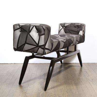 Mid Century Modern Splayed Floating Bench with Button Details